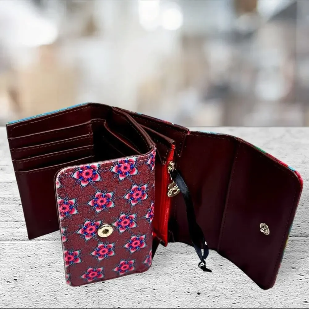 Desigual Wallet Compact Colorful Vibrant Abstract Floral